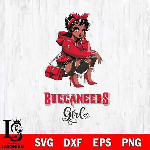 Tampa Bay Buccaneers Fashion Black Fan Girl Betty Boop Svg Eps Dxf Png File, Digital Download, Instant Download