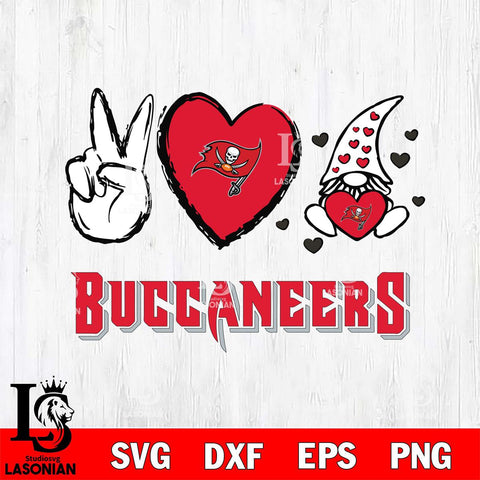Tampa Bay Buccaneers Gnomes Peace & Love Svg Eps Dxf Png File, Digital Download, Instant Download