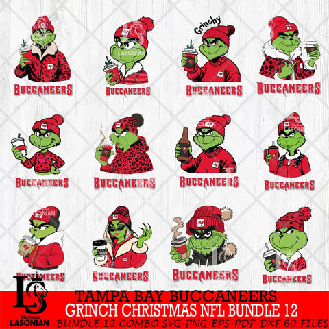 Tampa Bay Buccaneers Grinch Christmas NFL Bundle 12 Svg Eps Dxf Png File,Cricut svg files, Digital Download, Instant Download