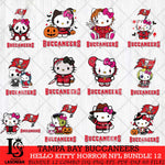 Tampa Bay Buccaneers Hello Kitty Horror NFL Bundle 12 SVG Eps Dxf Png File, NFL svg, Digital Download, Instant Download