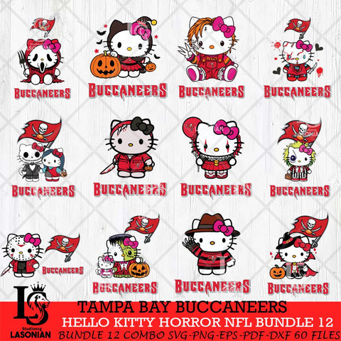 Tampa Bay Buccaneers Hello Kitty Horror NFL Bundle 12 SVG Eps Dxf Png File, NFL svg, Digital Download, Instant Download