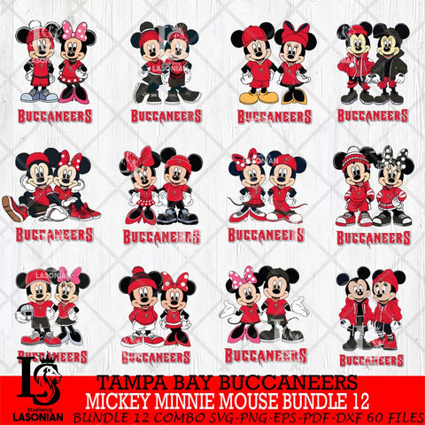 Tampa Bay Buccaneers Mickey Minnie Mouse NFL Bundle 12 Svg Eps Dxf Png File, Bundle NFl svg , File Cut , Digital Download , Instant Download, Laser Cut Svg Files