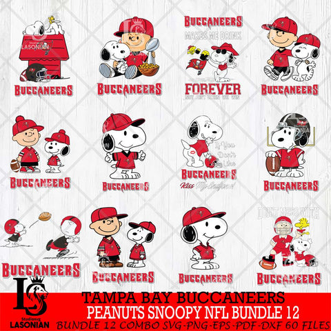 Tampa Bay Buccaneers Peanuts Snoopy Player NFL Bundle 12 SVG DXF EPS PNG FILE,Snoopy File Cut, bundle nfl Digital Download,Instant Download, Silhouette