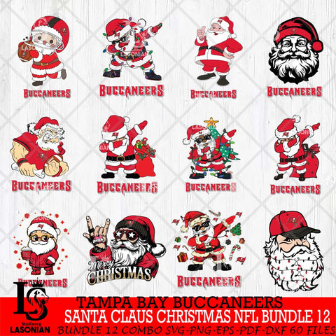 Tampa Bay Buccaneers Satan Claus Christmas NFL Bundle 12 Svg Eps Dxf Png File,NFL Svg Files,Digital Download,Sublimation,Instant Download
