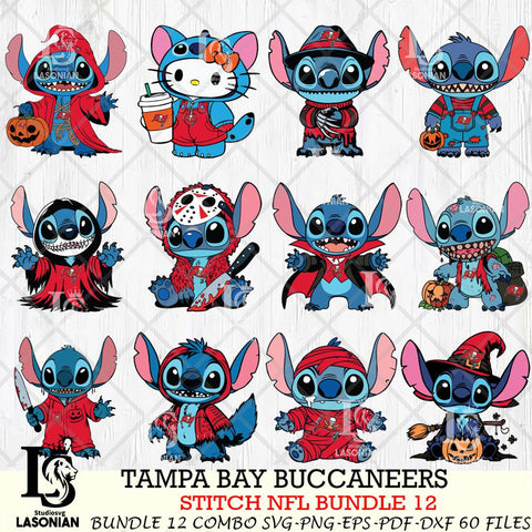 Tampa Bay Buccaneers Stitch Horror Bundle 12 SVG Eps Dxf Png File, Bundle NFL svg, Digital Download, Instant Download