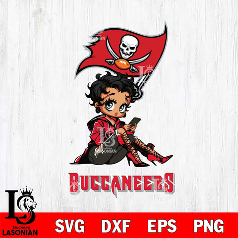 Tampa Bay Buccaneers Style Black Fan Girl Betty Boop Svg Eps Dxf Png File, Digital Download, Instant Download