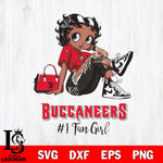 Tampa Bay Buccaneers #1 Black Fan Girl Betty Boop Svg Eps Dxf Png File, Digital Download, Instant Download