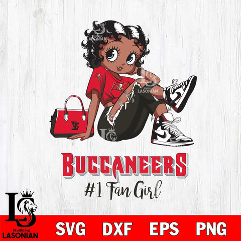 Tampa Bay Buccaneers #1 Black Fan Girl Betty Boop Svg Eps Dxf Png File, Digital Download, Instant Download