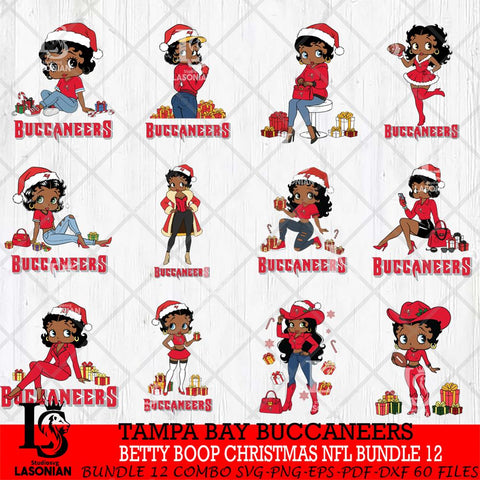 Tampa Bay Buccaneers  Betty Boop Christmas NFL Bundle File Cut, NFL SVG DXF EPS PNG PDF File, Digital Download , Criucut , Silhouette