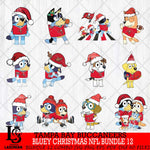 Tampa Bay Buccaneers  Bluey Christmas NFL Bundle 12 SVG Svg Eps Dxf Png File, Digital Download, Instant Download