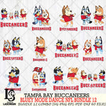 Tampa Bay Buccaneers  Bluey Dance NFL Bundle 12 SVG Eps Dxf Png File, Digital Download, Instant Download