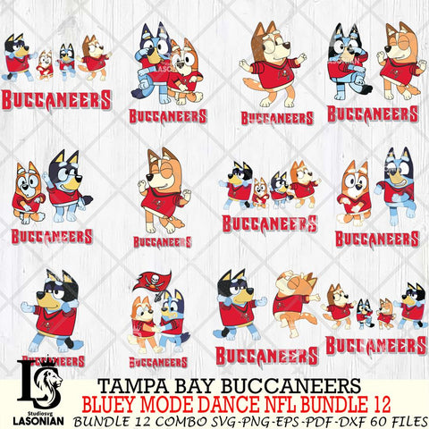 Tampa Bay Buccaneers  Bluey Dance NFL Bundle 12 SVG Eps Dxf Png File, Digital Download, Instant Download