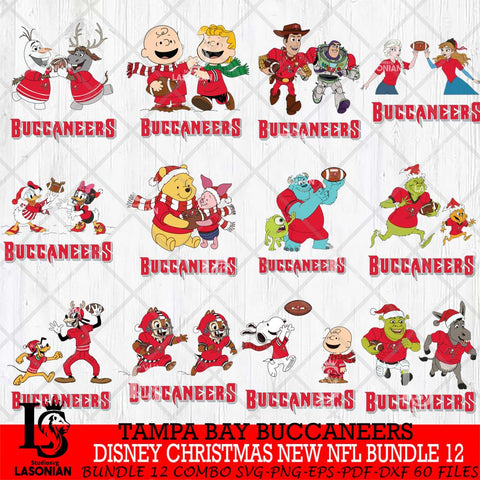 Tampa Bay Buccaneers  Disney Christmas New NFL Bundle 12 Cricut,Christmas SVG DXF EPS PNG FILE, NFL Digital Download,Instant Download, Silhouette