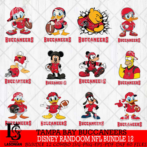 Tampa Bay Buccaneers  Disney Ramdoom NFL Bundle 12 Cricut,Bundle NFL SVG DXF EPS PNG FILE, Digital Download,Instant Download, Silhouette