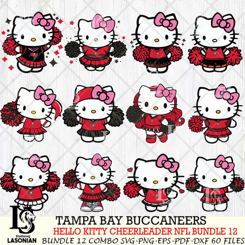 Tampa Bay Buccaneers  Hello Kitty Cheerleader NFL Bundle 12 SVG Eps Dxf Png File, Digital Download, Instant Download