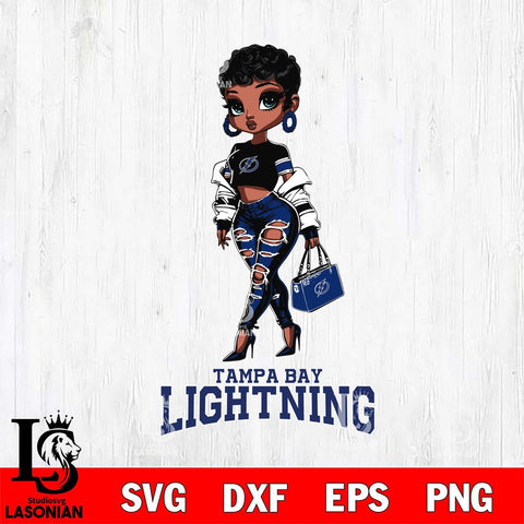 Tampa Bay Lightning Beautiful Black Fan Girl, Svg Eps Dxf Png File, Digital Download