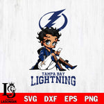 Tampa Bay Lightning Style Black Fan Girl Betty Boop, Svg Eps Dxf Png File, Digital Download