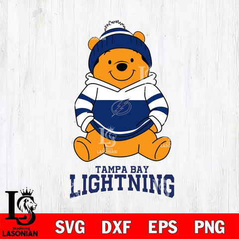 Tampa Bay Lightning Winnie The Pooh Hockey SVG DXF EPS PNG FILE,NHL File Cut,Disney Digital Download,Instant Download, Silhouette
