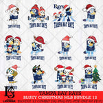 Tampa Bay Rays Bluey Christmas MLB Bundle 12 file Cricut , Bluey Cricut , Christmas Svg , Bluey svg , Digital Download, dxf eps png pdf file