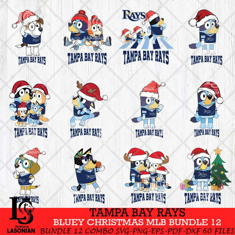 Tampa Bay Rays Bluey Christmas MLB Bundle 12 file Cricut , Bluey Cricut , Christmas Svg , Bluey svg , Digital Download, dxf eps png pdf file