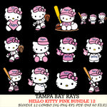 Tampa Bay Rays Hello Kitty Pink Bundle 12 SVG Svg Eps Dxf Png File, MLB svg, Digital Download, Instant Download