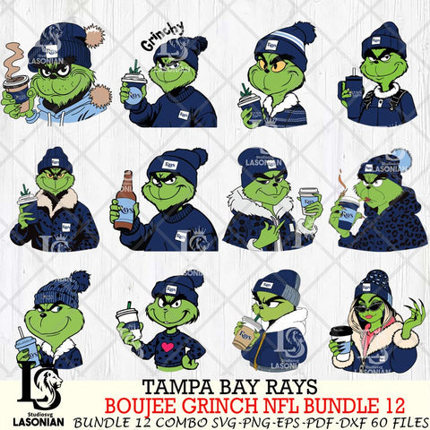 Tampa Bay Rays  Boujee Grinch MLB Bundle 12 SVG Eps Dxf Png File, Digital Download, Instant Download