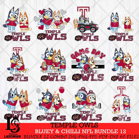 Temple Owls Bluey & Bingo Bundle 12 SVG Svg Eps Dxf Png File, Bundle NCAA svg, Digital Download, Instant Download