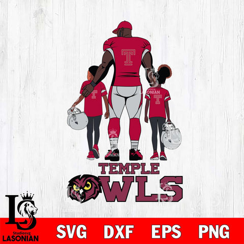 Temple Owls 3 Father and son Rugby SVG DXF EPS PNG FILE,NCAA SVG, Father day Digital Download,Instant Download, Silhouette