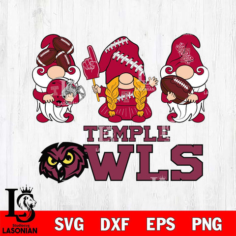 Temple Owls 3 Gnomes Football Svg Eps Dxf Png File, Digital Download, Instant Download