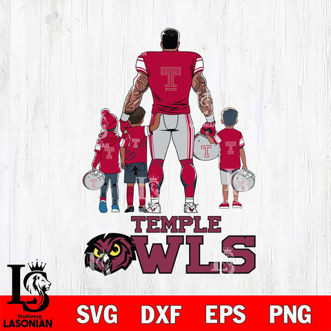 Temple Owls 4 Father and son Rugby SVG DXF EPS PNG FILE,NCAA SVG, Father day Digital Download,Instant Download, Silhouette