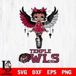Temple Owls Anglel Black Fan Girl Betty Boop, Svg Eps Dxf Png File, Digital Download