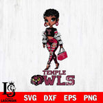 Temple Owls Beautiful Black Fan Girl, Svg Eps Dxf Png File, Digital Download