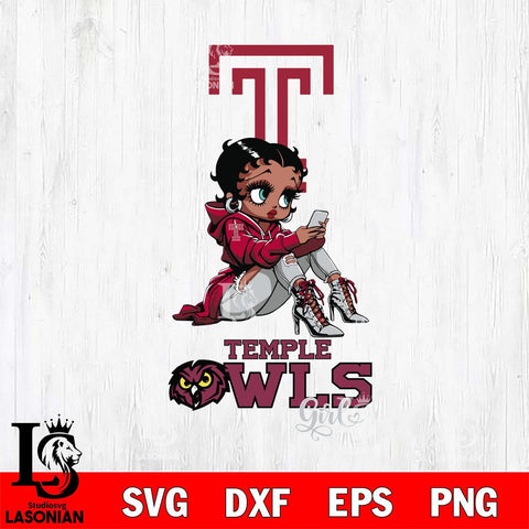 Temple Owls Beauty Black Fan Girl Football, Svg Eps Dxf Png File, Digital Download