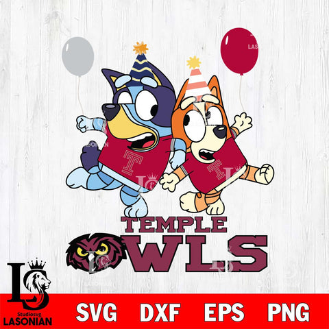 Temple Owls Bluey & Bingo 2 Svg Eps Dxf Png File, NCAA svg, Digital Download, Instant Download