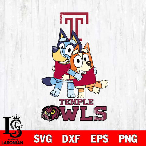 Temple Owls Bluey & Bingo 3 Svg Eps Dxf Png File, NCAA svg, Digital Download, Instant Download