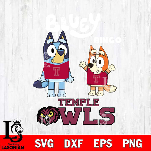 Temple Owls Bluey & Bingo 4 Svg Eps Dxf Png File, NCAA svg, Digital Download, Instant Download