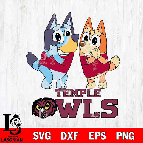 Temple Owls Bluey & Bingo 5 Svg Eps Dxf Png File, NCAA svg, Digital Download, Instant Download