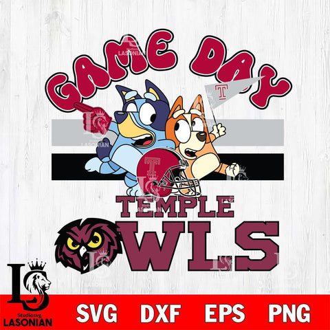 Temple Owls Bluey & Bingo 9 Svg Eps Dxf Png File, NCAA svg, Digital Download, Instant Download
