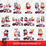 Temple Owls Bluey Dace Mode NCAA Bundle 12 SVG Eps Dxf Png File, Digital Download, Instant Download