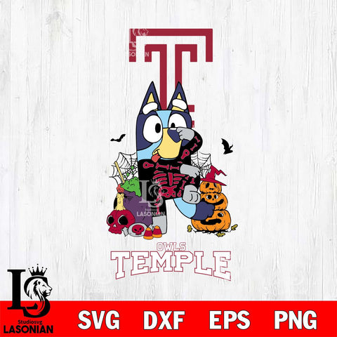 Temple Owls Bluey Halloween NCAA 2 Svg Eps Dxf Png File, Digital Download, Instant Download