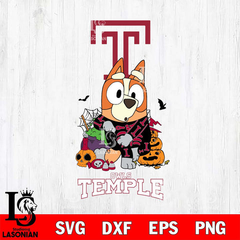 Temple Owls Bluey Halloween NCAA Svg Eps Dxf Png File, Digital Download, Instant Download