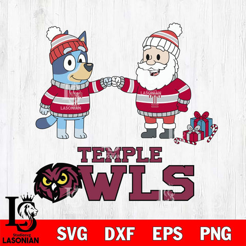 Temple Owls Bluey With Satan Christmas File Cut, NCAA SVG DXF EPS PNG FILE, Digital Download,Instant Download, Silhouette