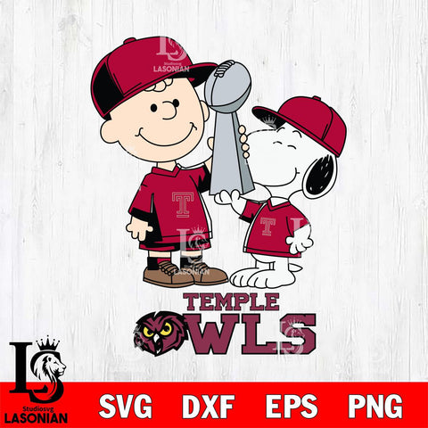 Temple Owls Charlie Brown and Snoopy Champions Svg Eps Dxf Png File, NCAA svg , Digital Download , Instant Download, Cricut File