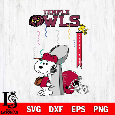Temple Owls Charlie Brown and Snoopy Super Bowl Svg Eps Dxf Png File, NCAA svg , Digital Download , Instant Download, Cricut File