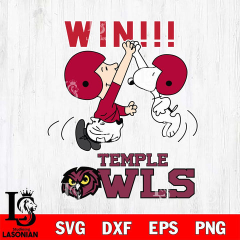 Temple Owls Charlie Brown and Snoopy Win Svg Eps Dxf Png File, NCAA svg , Digital Download , Instant Download, Cricut File