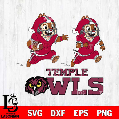 Temple Owls Chip & Dale Football Cricut,Christmas SVG DXF EPS PNG FILE, NCAA Digital Download,Instant Download, Silhouette