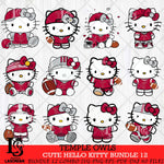 Temple Owls Cute Hello Kitty Bundle 12 SVG Eps Dxf Png File, NCAA Bundle svg, Digital Download, Instant Download