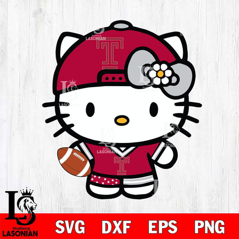 Temple Owls Cute Hello Kitty Football 10 Svg Eps Dxf Png File, NCAA svg, Digital Download, Instant Download