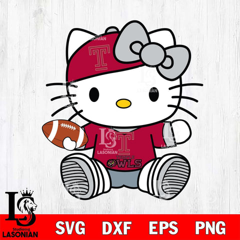 Temple Owls Cute Hello Kitty Football 11 Svg Eps Dxf Png File, NCAA svg, Digital Download, Instant Download