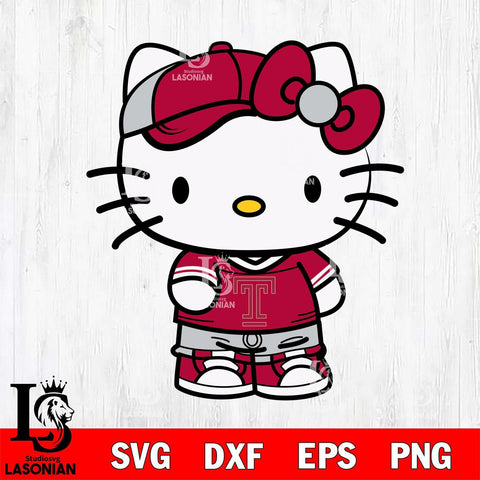 Temple Owls Cute Hello Kitty Football 2 Svg Eps Dxf Png File, NCAA svg, Digital Download, Instant Download